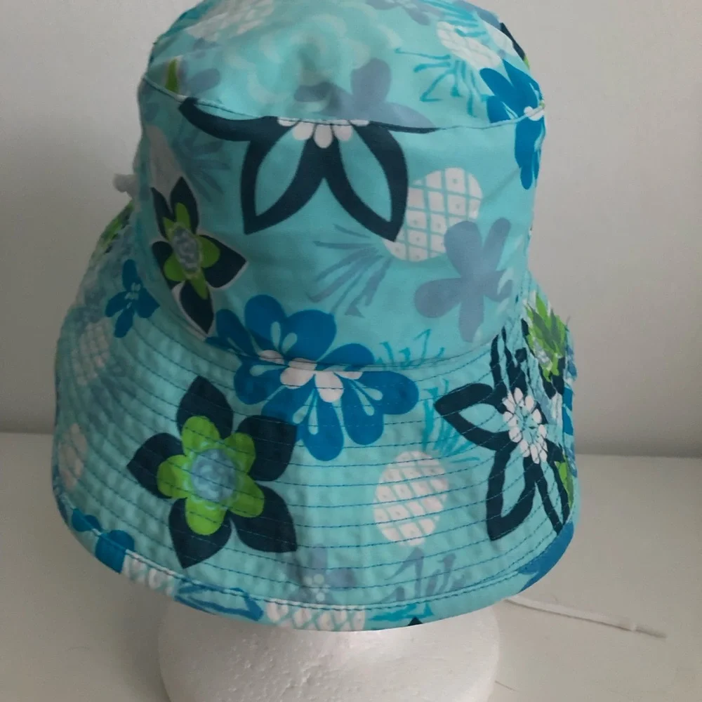 Tuga Girls Floral Blue UPF 50 Sun Bucket Hat with Chin Strap